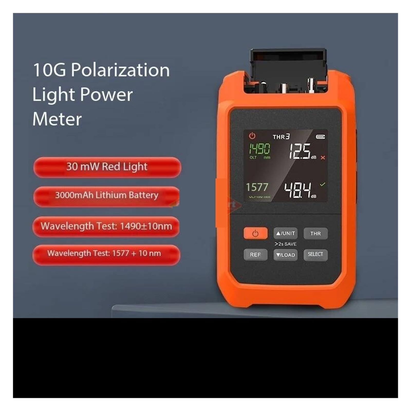 Compteur de Puissance à Fiber Optique HY-613 10G, avec écran LCD, Longueur d'onde 1577/1490nm + VFL 30mW Haute sensibilité, Faible Erreur