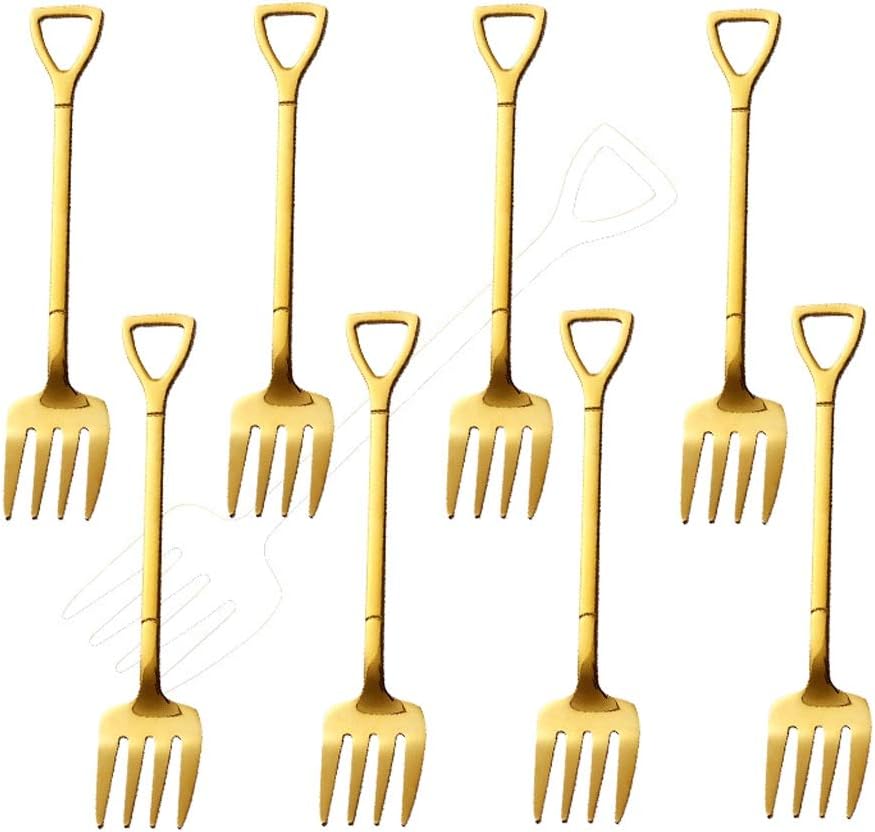 Soup Spoons Stainless Steel Dinnerware Set with Swan Base, Mini Shovel Shape Coffee Ice Cream Fruit Dessert Spoons Flatware Sets,with 5 Forks & 5 Spoons Ice Cream Spoon Cutlery Rice Spoon Dinner ESP