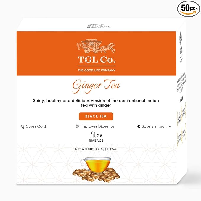 TGL Co. Pure Ginger Black Tea, 50 Tea Bags