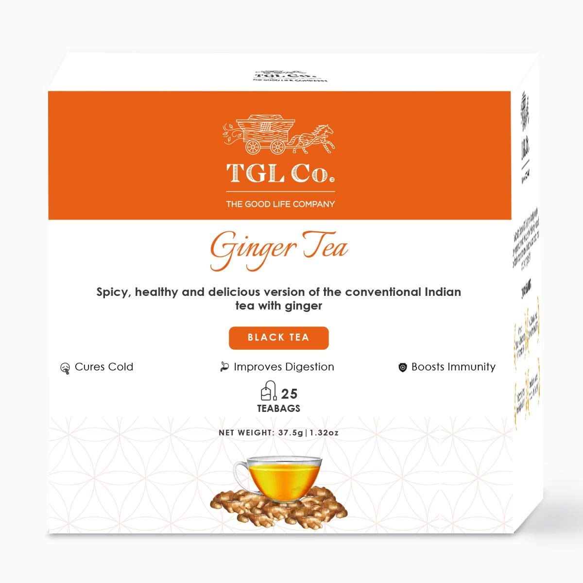 TGL Co. Pure Ginger Black Tea, 25 Tea Bags