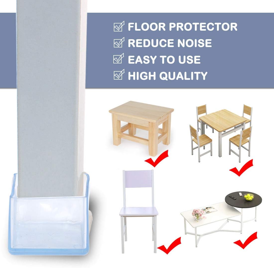 sourcingmap Clear PVC Table Leg Caps End Tip Feet Cover Furniture Slider Floor Protector 8pcs 2" x 2"(50 x 50mm) Inner Size - Image 5