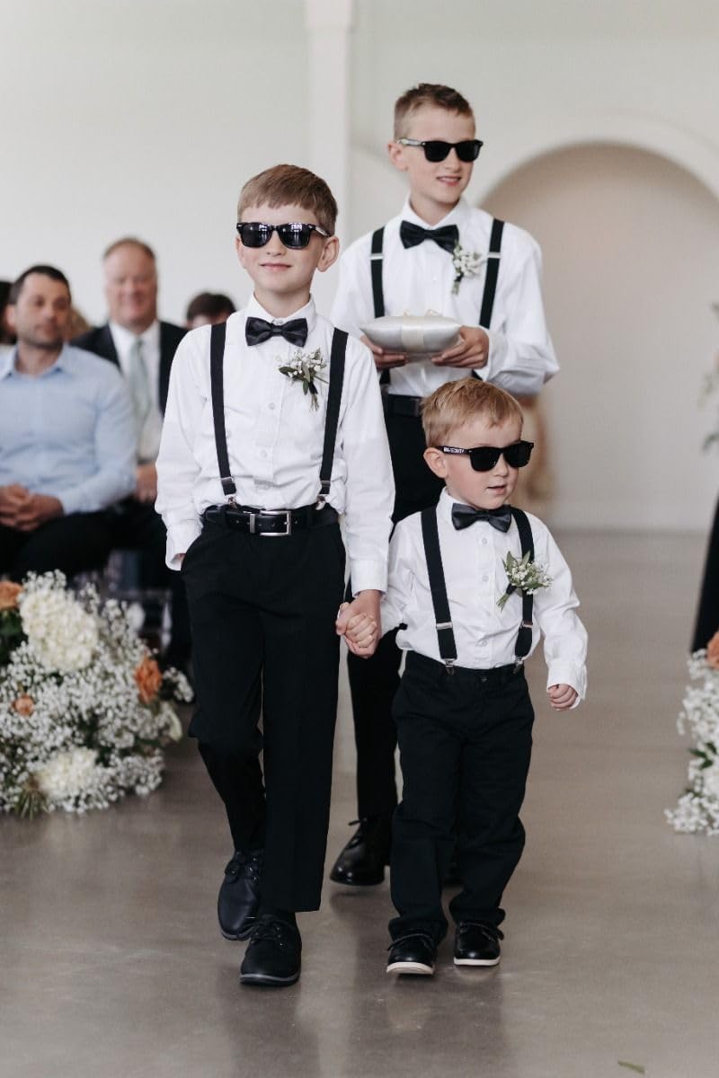 Elastic Kids Suspenders Bowtie Set - Adjustable Y Black Suspenders for Boys and Girls - Image 4