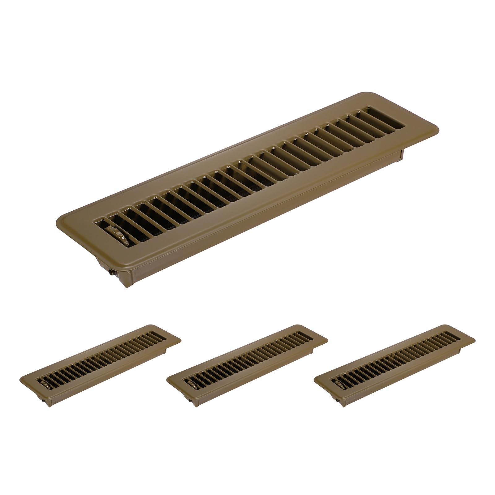 PATIKIL 2x12 Inch Floor Vent Covers, 4 Pcs Floor Registers Heavy Duty Metal Walkable Air Vent Covers Easy Adjustable Air Supply Lever for Home Office Wall Ceiling Grilles, Brown