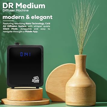 Dr Scent Breeze of Joy Essential Oil Medium Diffuser Fragrance Machine, Supporting Mobile APP (Black)