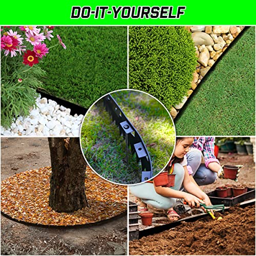 Zostera Landscape Edging Kit, Pound-In Landscape Edging With 18 Anchoring Stakes, 5.5 Inches 20 Foot Kit,Plastic Garden Border, For Landscaping And Gardens #TOP2