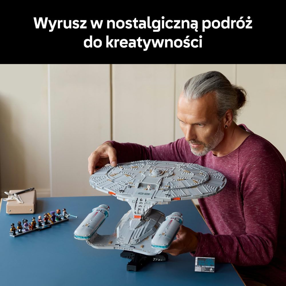 LEGO Icons Star Trek: U.S.S. Enterprise NCC-1701-D 10356 | Duży model statku kosmicznego, zestaw dla dorosłych, prezent dla fana sci-fi, dekoracja z klocków, 3600 elementów