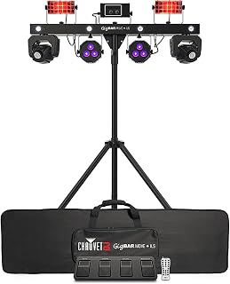 CHAUVET DJ GigBAR Move + ILS 5-in-1 Lighting System with 2 Moving Heads Bundle with 2 DMX Cables and Austin Bazaar Polishing Cloth