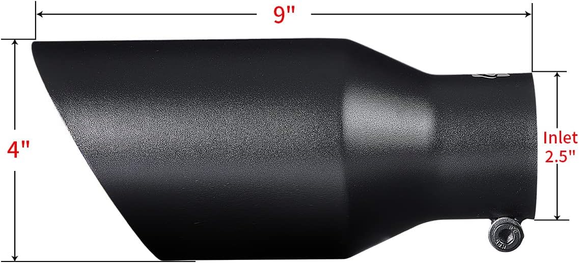 Black Exhaust tip -2.5'' Inlet Bolt on Design- Black Coated Stainless Steel Car Muffler Tips 2.5" ID x 4"OD x 9"L