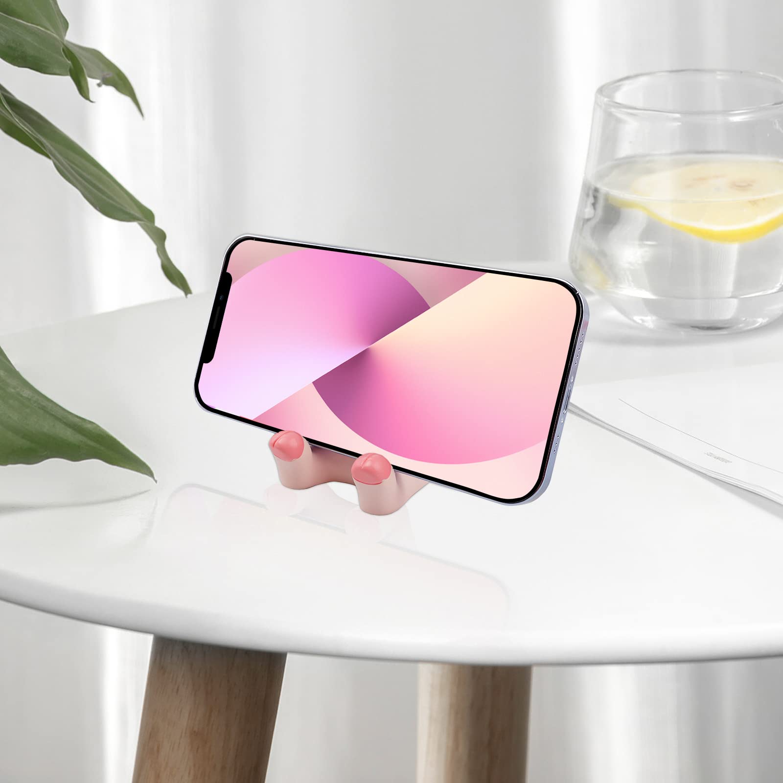Handy-Ständer mit niedlichem rosa Schwein, sitzendes Schwein, Kunstharz, Tier-Schreibtischzubehör für Schreibtisch oder Nachttisch