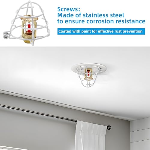 Miniatura 3 de Protector de jaula de cabeza de rociador contra incendios de 12 pulgada (paquete de 12, blanco, acero, montaje en pared)