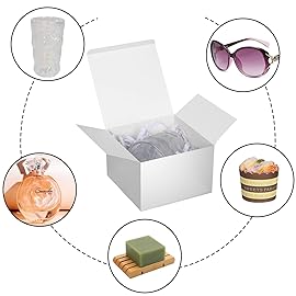 COTOPHER Small Gift Boxes 10 Pack 6x6x4 inches Silver Gift Boxes with Lids for Gifts, Crafting, Wedding Party Favor, Cupcake Box, Candy, Bridesmaids Proposal Box