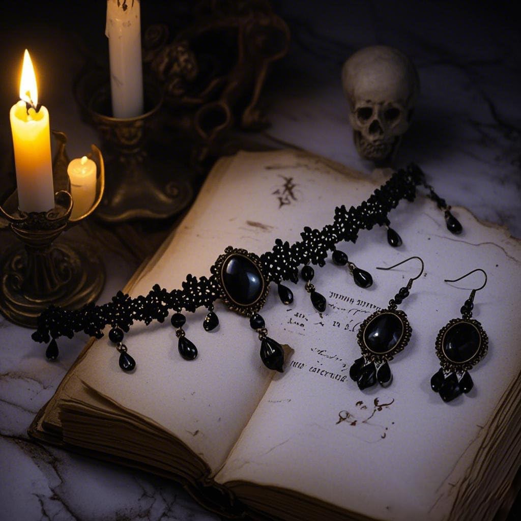 Vampire Lace Choker Necklaces for Women Halloween Vampire Witch Jewelry Set Gothic Lace Red Black Crystal Blood Teardrop Choker Necklace Earrings Set Emo Accessories Gothic Halloween Prom Jewelry Costume Accessories - Image 6