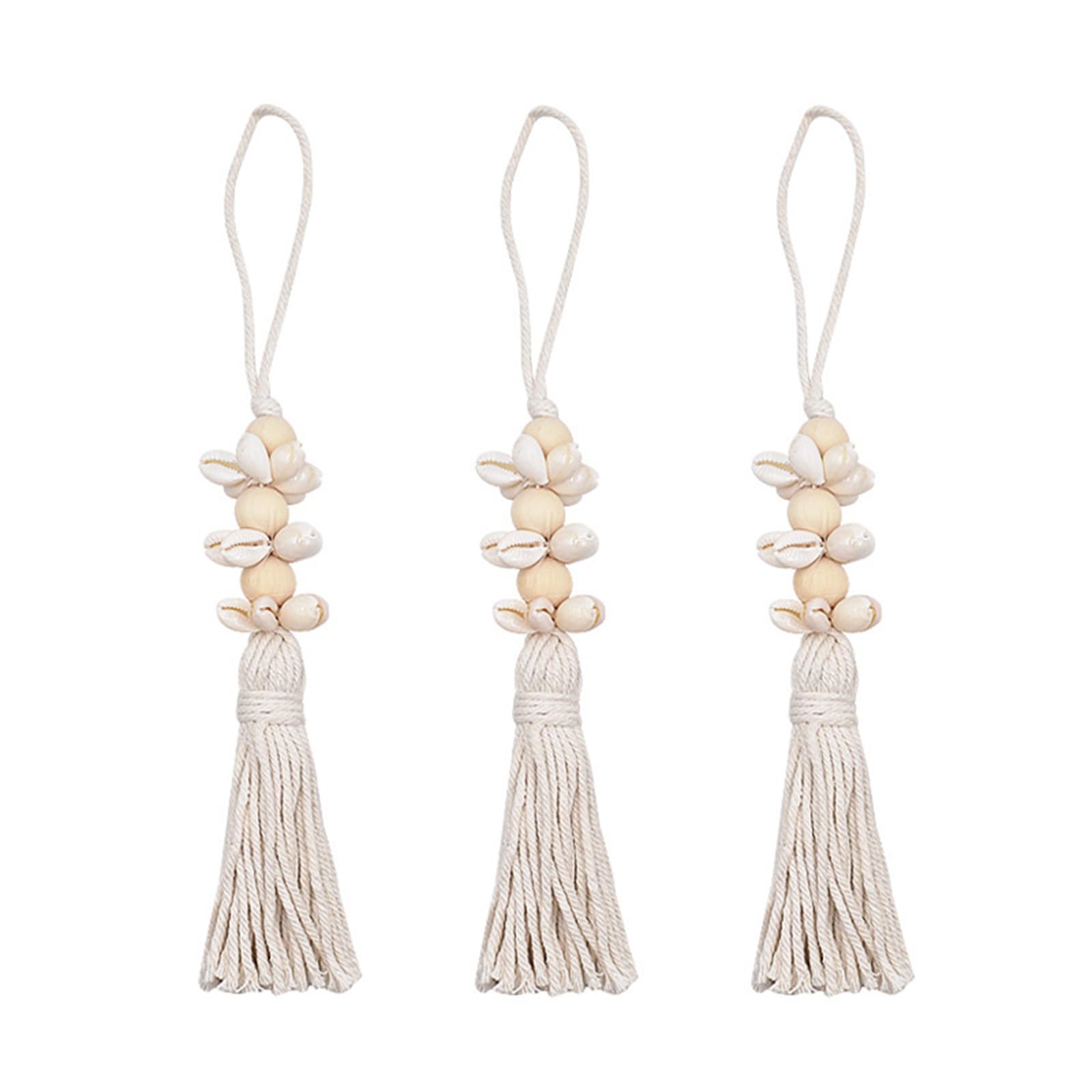 Guirlande De Perles En Bois Et Coquillages – Longueur 25 Cm, Déco Style Ferme, Pour Sac, Poignée, Lit - 10