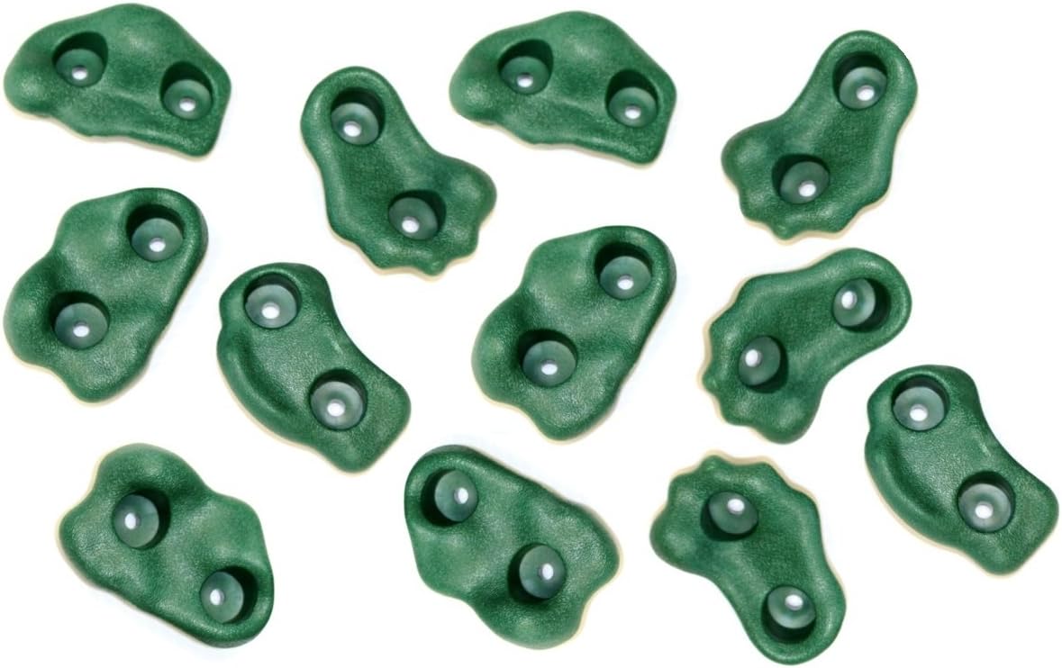 Eastern Jungle Gym Pack of 12 Large Textured Playground Rock Wall Climbing Hand Holds for Kids Green with Safe Mounting Hardware