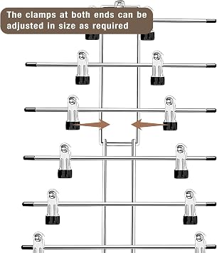 2 Pcs Closet Organizer, 8 Tier Tank Top Hanger and 6 Tier Skirt Hangers with Clips for Women, Bra Tie Jeans Pants and Storage Space Saving, Non-Slip Hanging Sport Bras Holder (2 Trouser hangers)