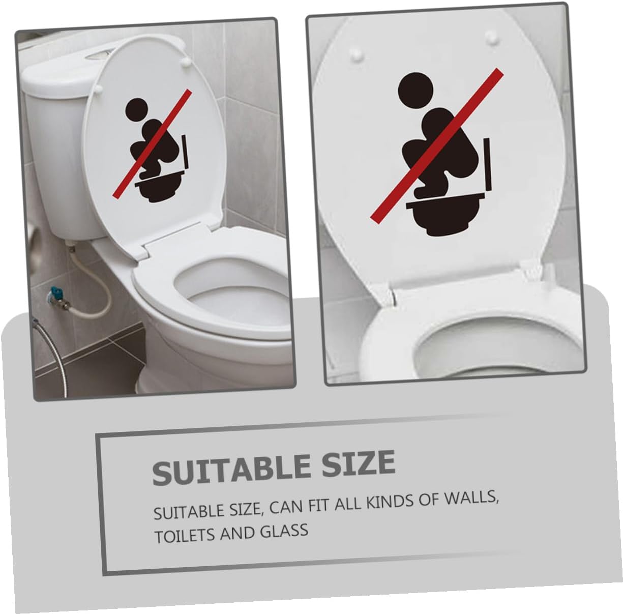 2 Sheets Removable Toilet Seat Lid Sign Sticker Bathroom Wall Decal for Smooth Surfaces Adhesive Toilet Lid Sign Decal for Behavior Reminder and Easy Bathroom Decoration