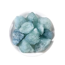Aquamarine Raw Crystals, Large 1.25-2.0 Healing Crystals Natural Rough Stones Crystal for Tumbling, Cabbing, Fountain Rocks, Decoration, Polishing, Wire Wrapping, Wicca & Reiki