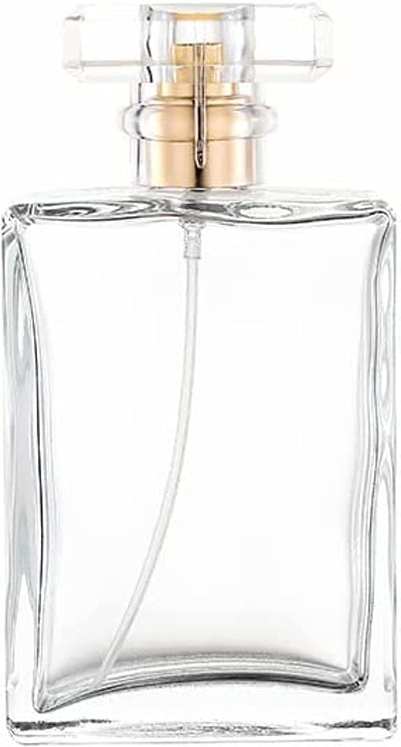 Hunky Dory 100ml Empty Clear Glass Delicated Perfume Decant Spray Bottles with Metally Pump and Unique Cap For DIY Perfume, Essential Oils, Rose Water, Travel Use