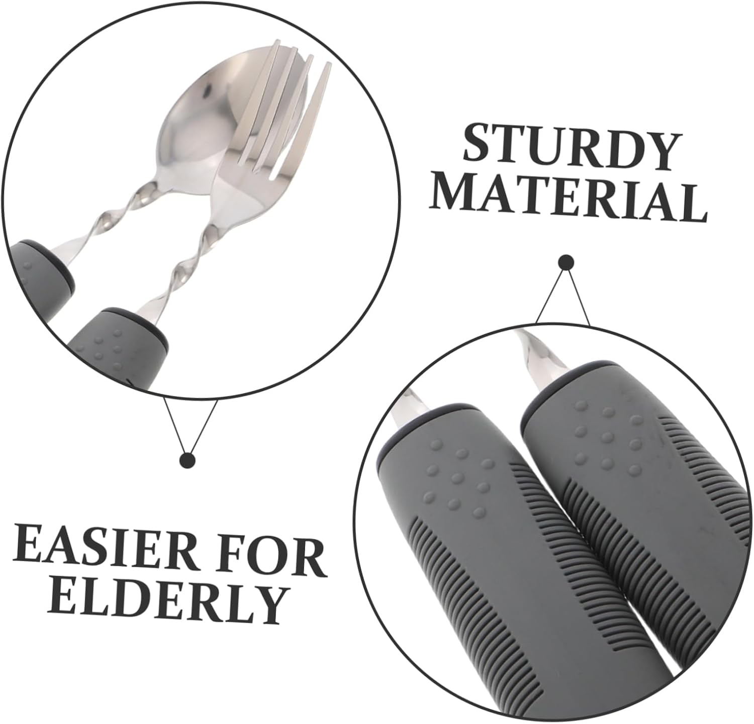 1set Adaptive Silverware Seniors Bendable Stainless Steel Eating Utensils Antitremor Design for Enhanced Stability and Independence Dining Set