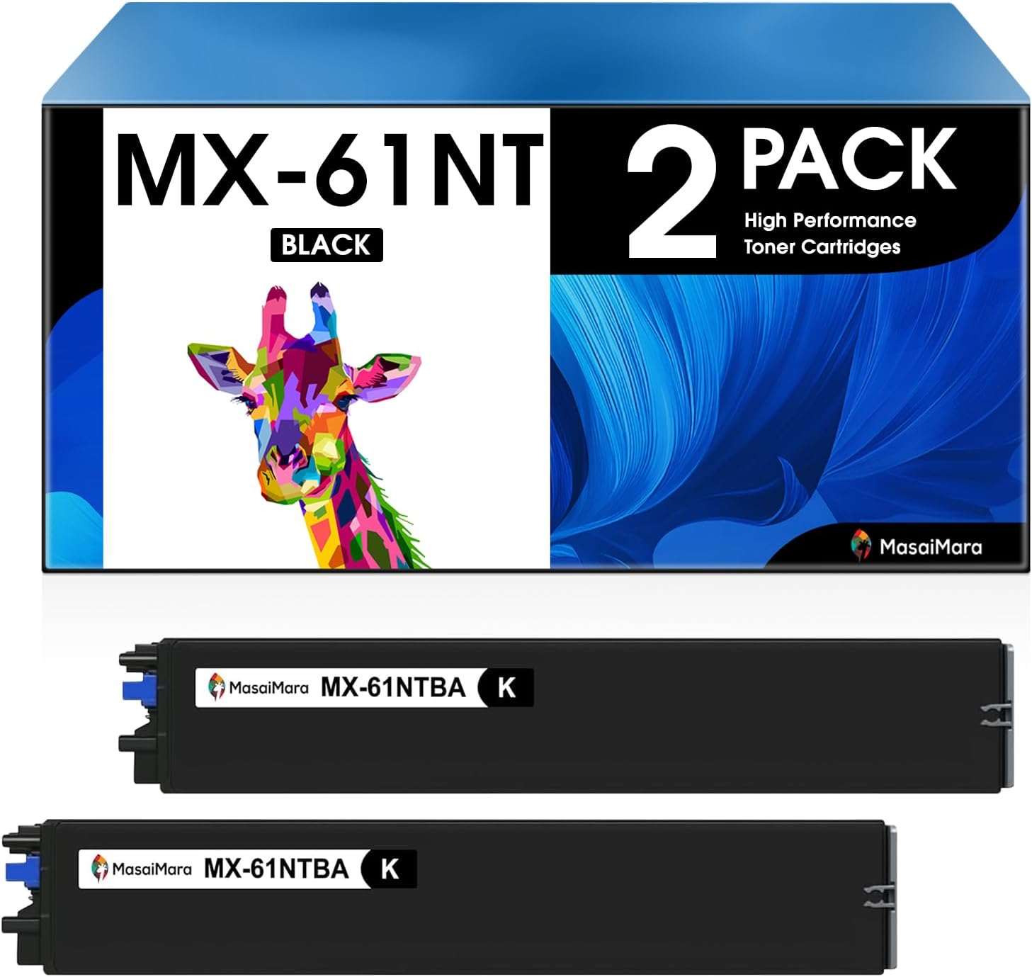 MasaiMara Compatible Toner Cartridges Replacement for Sharp MX-61NT MX61NT MX-61NT-BA for Sharp MX-2651 MX-3050V MX-3070N MX-3071 MX-3570V MX-4050V MX-4070N MX-4071 MX-5070V Printer (Black, 2-Pack)