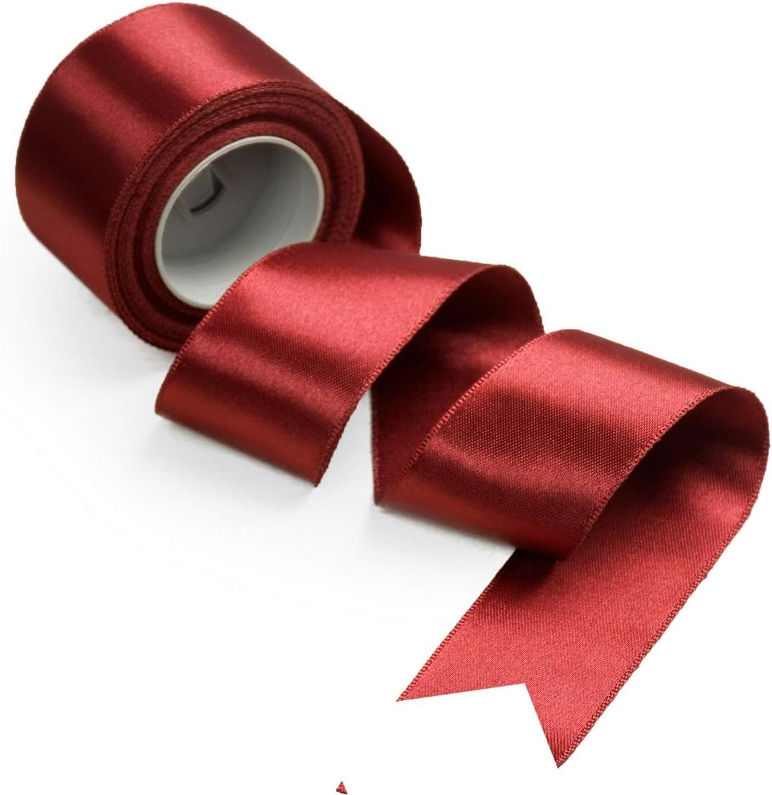 Dark Red (Maroon) Colour Double Faced Nylon Satin Ribbon 2 Inch 3 Meters