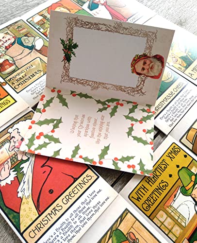 Image of PIXILUV VICTORIAN CHRISTMAS (Pack of 12) Notecards Small Greeting Cards # Vintage Victorian Merrie Christmas Greetings ~ Vintage Christmas Postcards Reprint