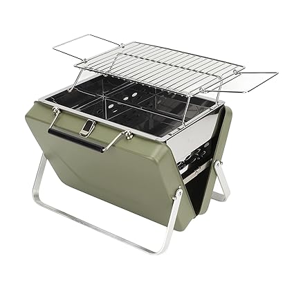 Yosoo Portable Charcoal BBQ Grill, Handheld Portable Charcoal Grill for Camping (Green)
