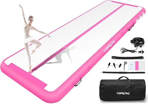 Miniatura 1 de OWROMI Colchoneta inflable de gimnasia con 48 pulgadas de grosor, tapete inflable para entrenamiento en el hogar, animadoras, yoga, ejercicios