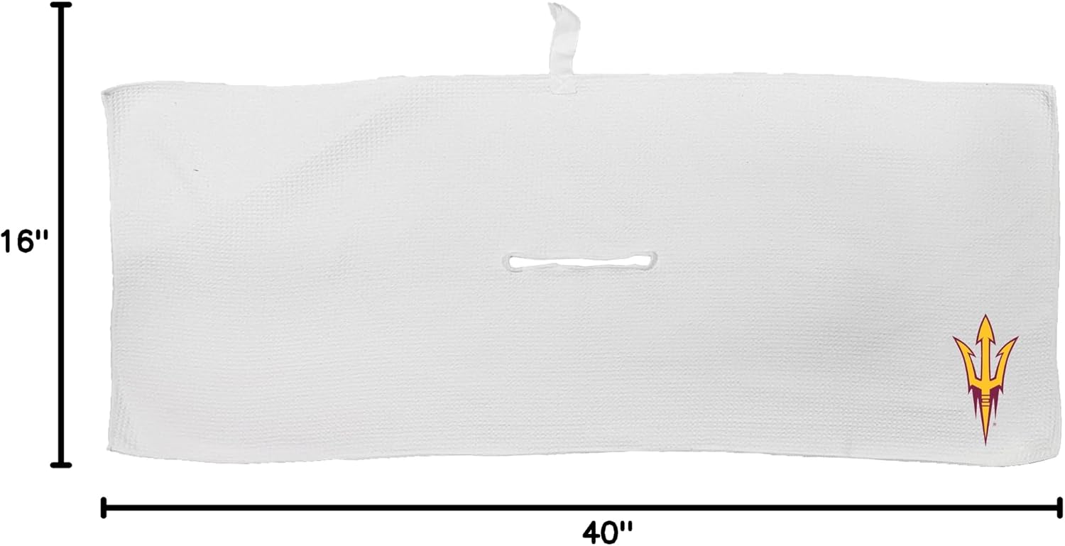 Team Golf NCAA NCAA Microfiber Towel - 16" X 40" (White) with Carabiner Clip, Premium Microfiber with Deep Waffle Pockets- Superior Water Absorption and Quick Dry Golf Cleaning Towel