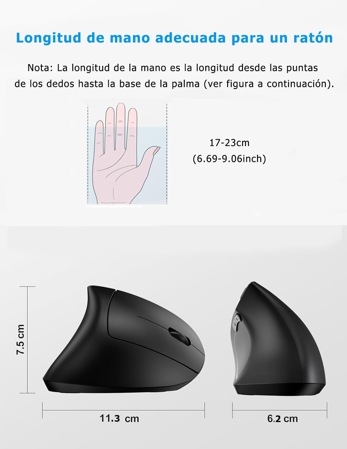 Ergonomiczna Pionowa Mysz Przewodowa, Zapobiega Zespołowi Dłoni Myszkowe/Łokieć Tenisisty (RSI), 1200/1800/2400/3600 DPI, LED, 1,8 m Przewodowa, Mysz Praworęczna dla PC, Laptopa i Maca