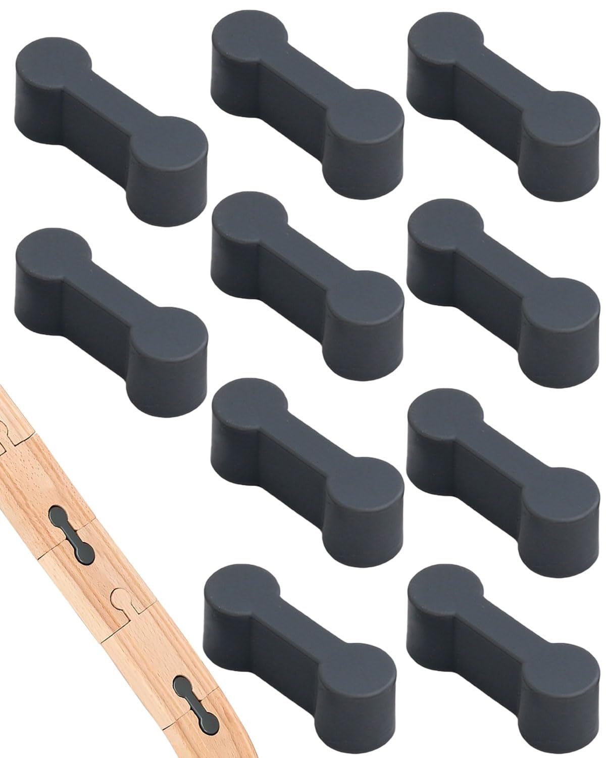 Lot De 10 Connecteurs De Rails En Bois – Adaptateur Universel Compatible Brio – Gris – Accessoire Train Miniature