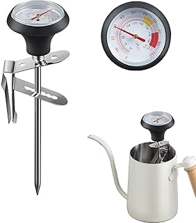 Instant Read Coffee Thermometer with 1.5-Inch Dial & 5.3-Inch Probe, Ideal for Coffee Drinks and Chocolate Milk Foam, Precision Temperature Measuring Tool