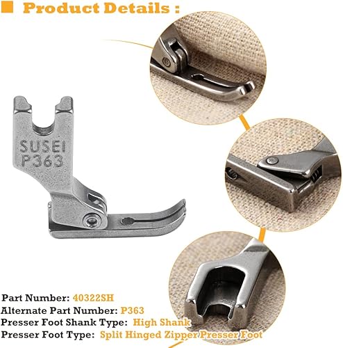 Miniatura 5 de 4 piezas diferentes prensatelas de cremallera P36L P36N P363 S518N compatibles con JUKI Brother Singer Consew típicas máquinas de coser industriales