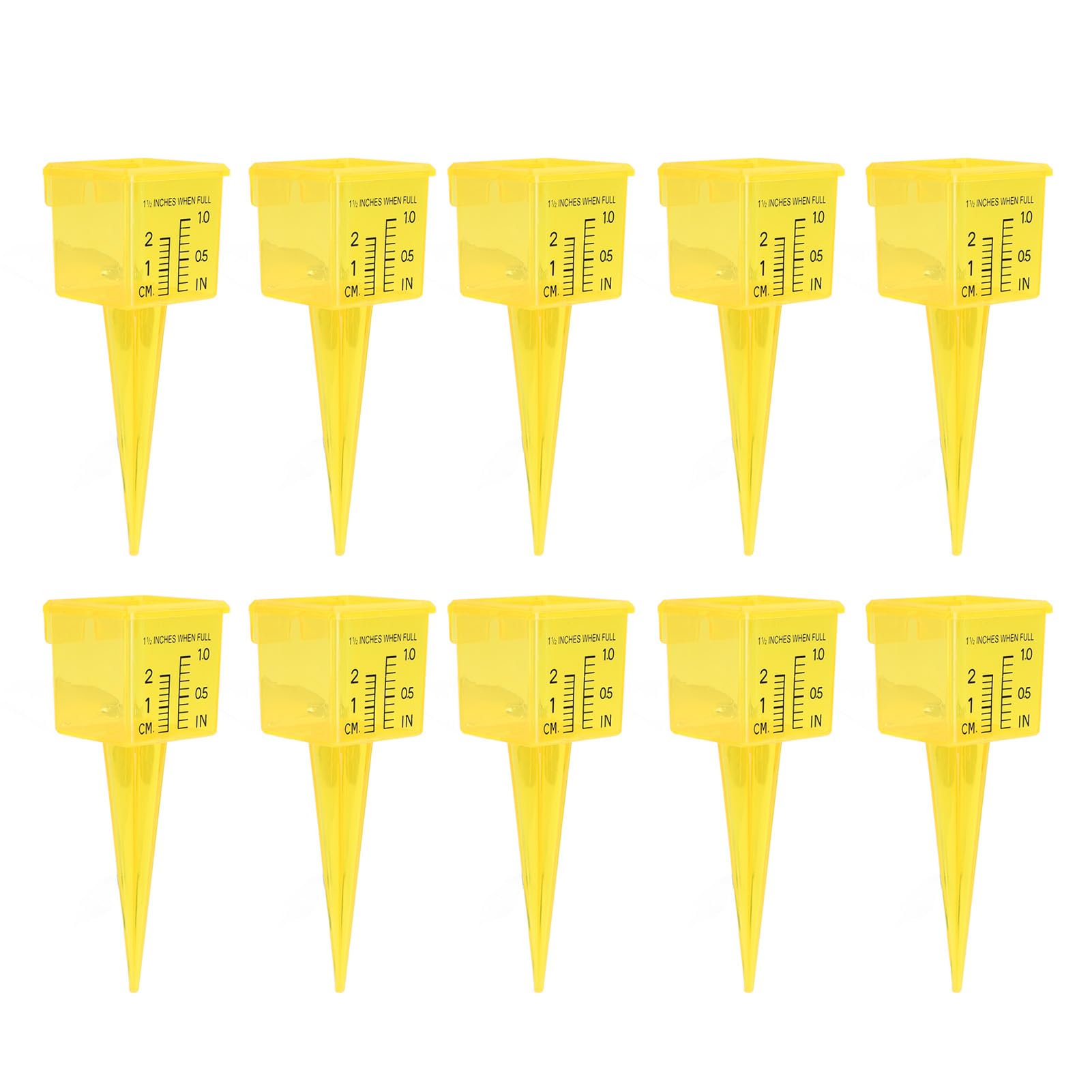 JAOCDOEN Outdoor Rain, 10 PCS Bright Yellow ABS Rain, Numbers, 1.5in Rain Measure for Deck, Lawn