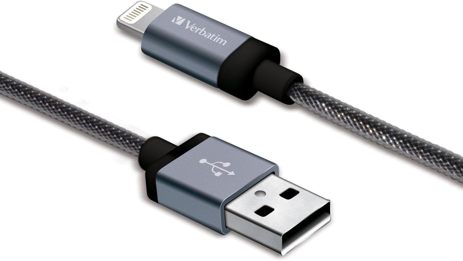 Verbatim Sync & Charge Lightning Cable – 11 in. Braided Black