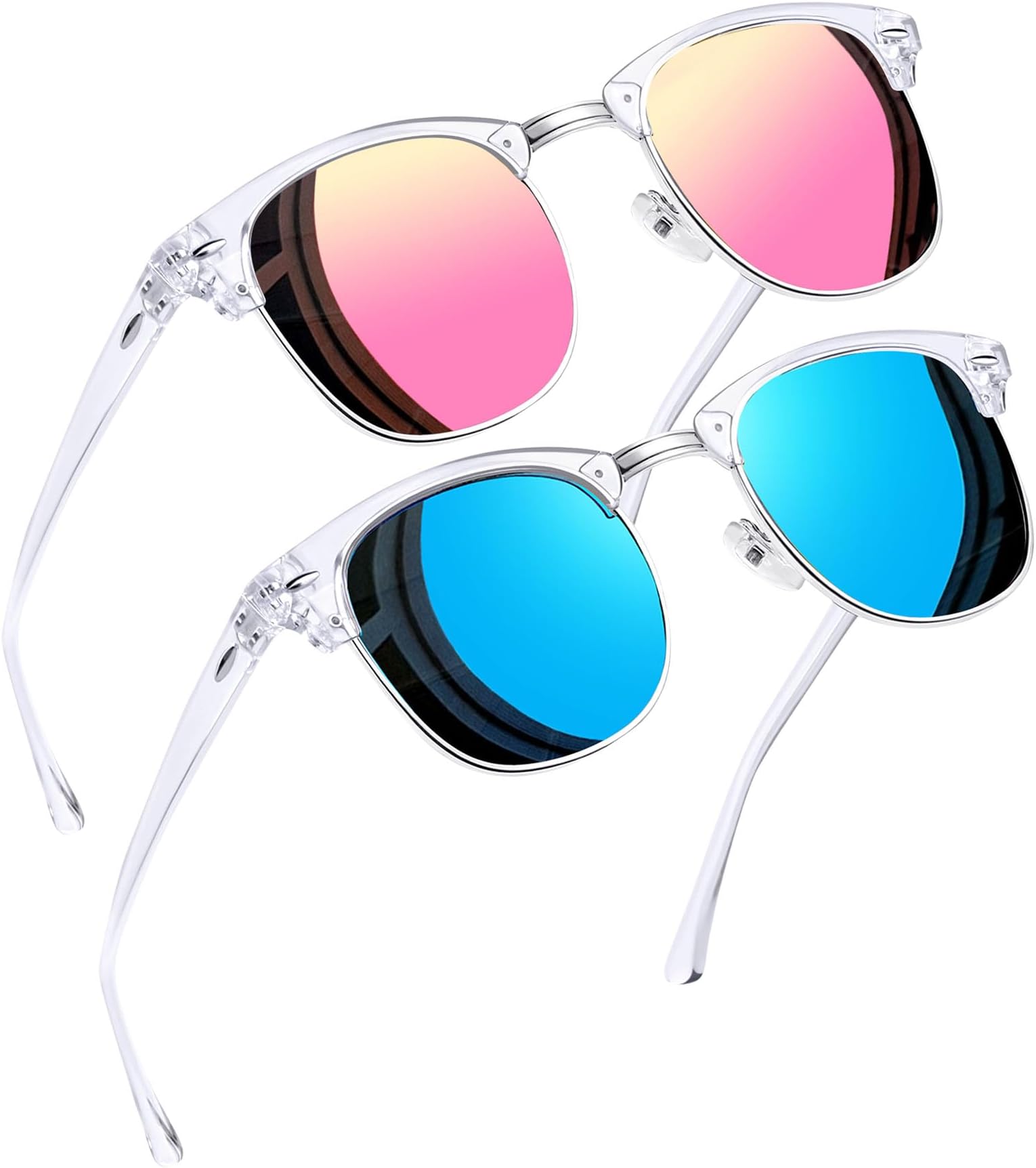 Vintage Sunglasses Half Frame Sun Glasses Polarized UV Protection Browline Shades for Women Men