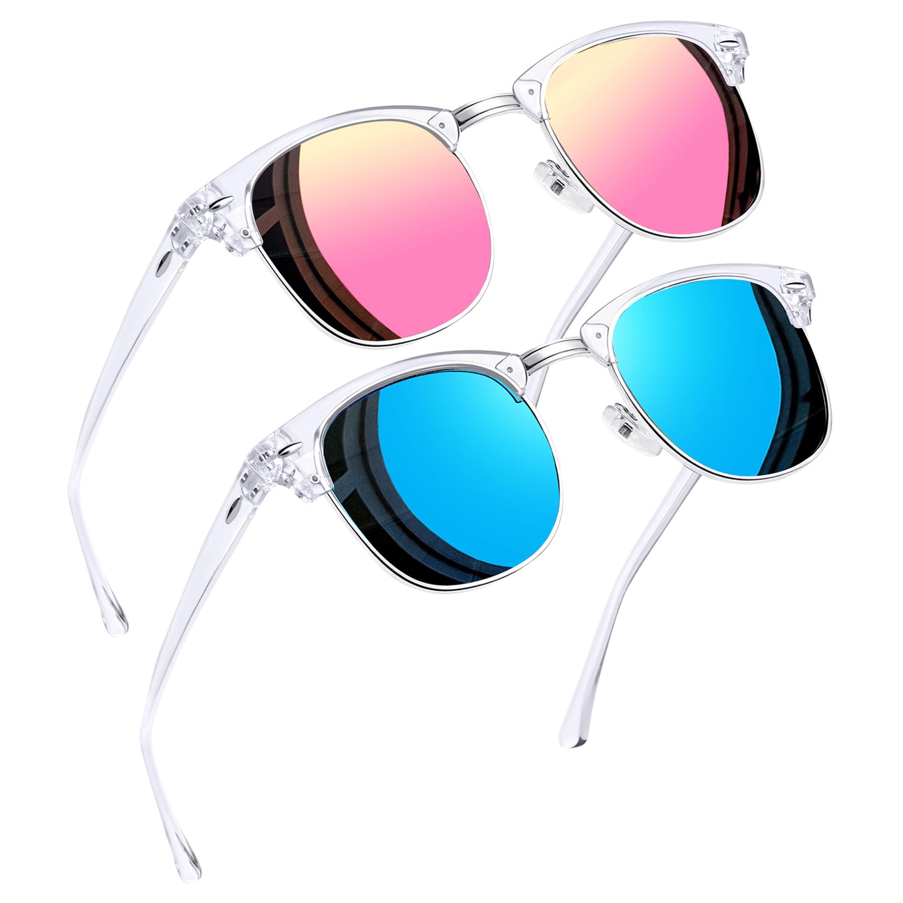 Joopin Half Frame Sunglasses UV Protection Vintage Browline Sun Glasses