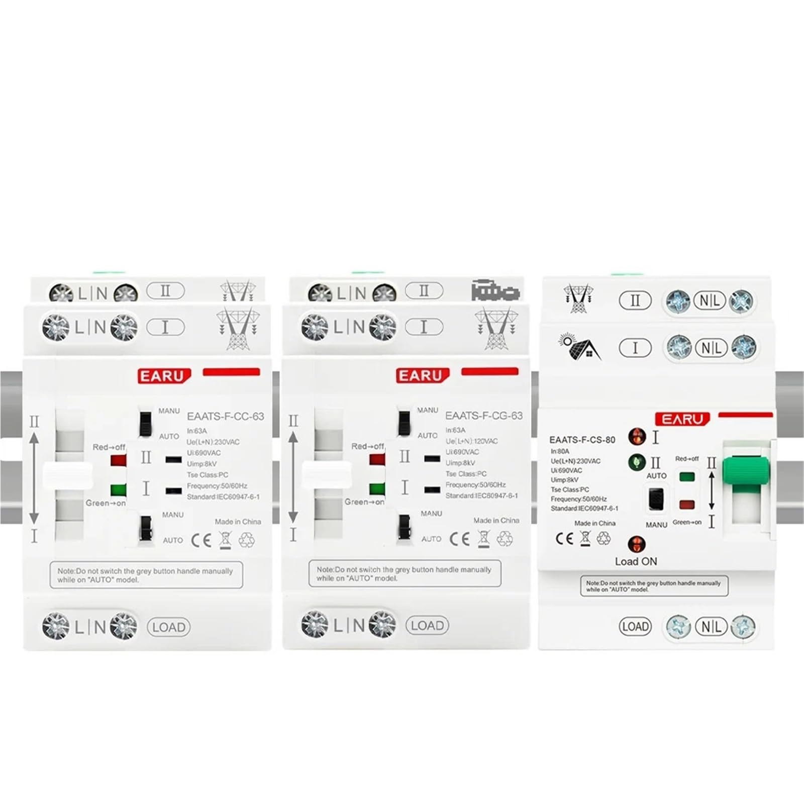 Rail 2P 4P 63A AC 110V AC 220V ATS Interruttore di trasferimento a doppia alimentazione Interruttori di selezione elettrica Alimentazione ininterrotta