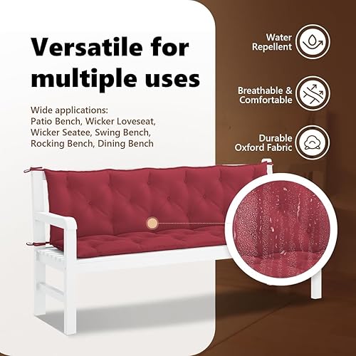 Miniatura 6 de vidaXL 2 cojines de banco para interiores y exteriores, cojines de sofá biplaza para patio, cojines de asiento de columpio de porche,