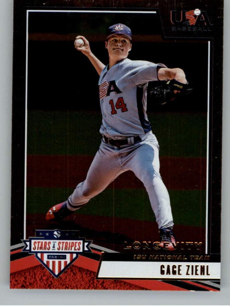 2019 Panini Stars and Stripes Longevity Base Baseball #57 Gage Ziehl USA Baseball 15U National Team Officially Licensed Trading Card