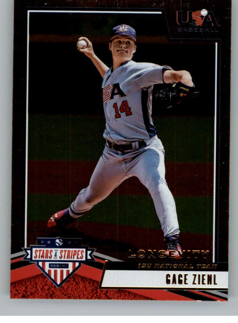 2019 Panini Stars and Stripes Longevity Base Baseball #57 Gage Ziehl USA Baseball 15U National Team Officially Licensed Trading Card