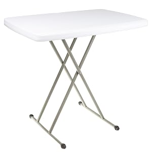 Everyday Home Folding Table with Adjustable Height - Lightweight Portable Folding Desk - Small Plastic Table for Camping