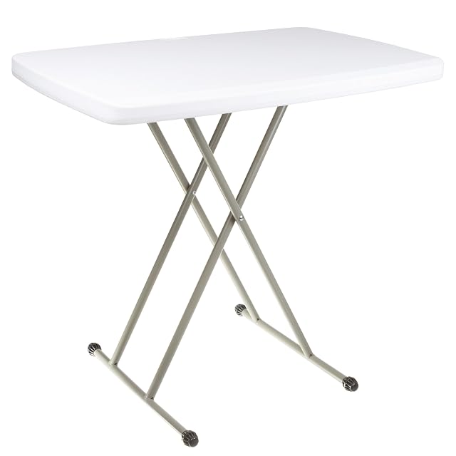 Everyday Home Folding Table with Adjustable Height - Lightweight Portable Folding Desk - Small Plastic Table for Camping