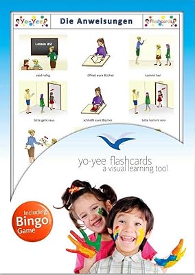 Instruction Flashcards in German Language - Flash Cards with Matching Bingo Game for Toddlers, Kids, Children and Adults - Size 4.13 Ã— 5.83 in - DIN A6