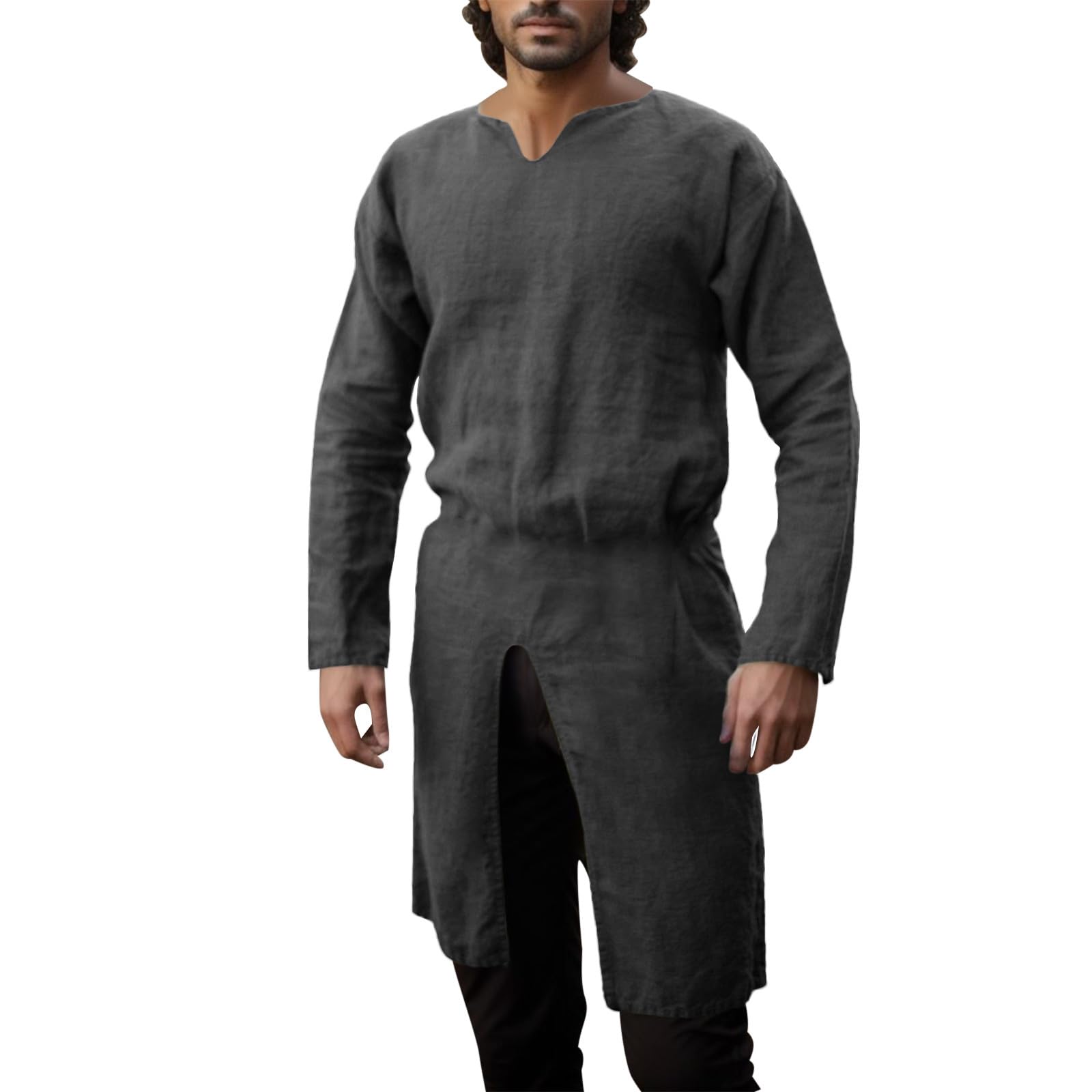 Caxndycing Mens Renaissance Medieval Viking Costume Role Play Cosplay Halloween Party Dress Up Knight Tunic Tops, Z8 Dark Grey, M โ image 1