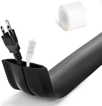 Black Cord Protector Floor, 6FT Floor Cable Covers for Cords, Power Cord Floor Cover, Floor Cable Management, Cord Covers for Wires on Floor, Outdoor Extension Cord Cover, 0.6" W x 0.31" H