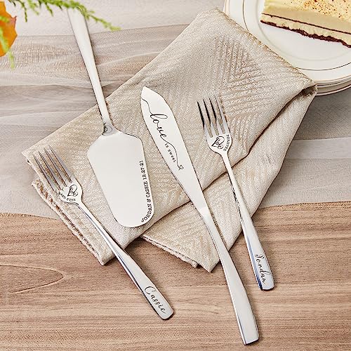 Aw Bridal Personalized Wedding Cake Cutting Set Forks Cake Knife Server Cutter Slicer, Bride Groom Cake Cutting Set Engagement Anniversary Bridal Shower Birthday Gifts//Dk2201Cpp86// #TOP6