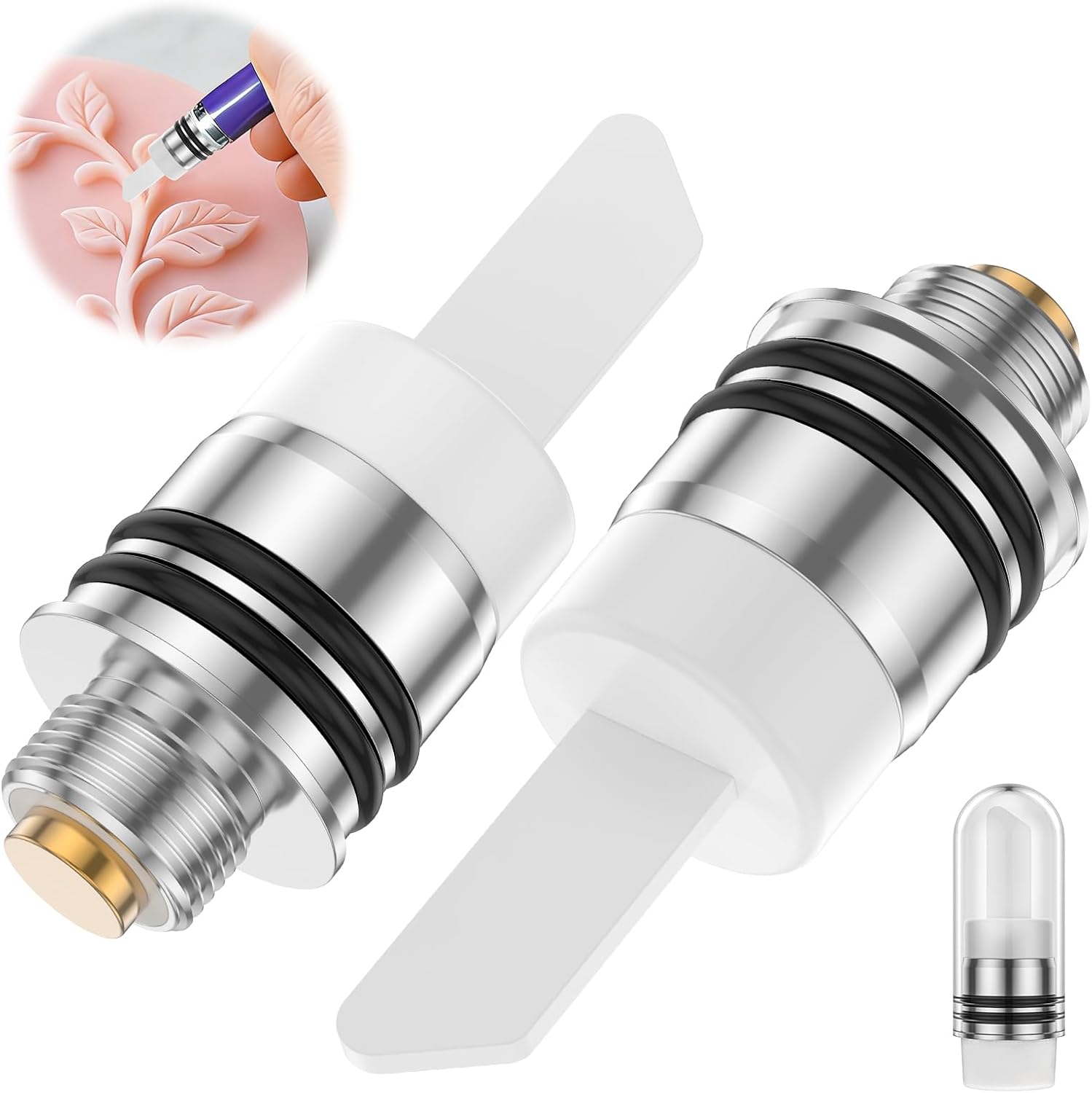 Ceramic Heating Head Compact Multi Function Heating Tool Easy Install Multi Tool Slicing Wax Viscous Oil for Daily Use(silver white)