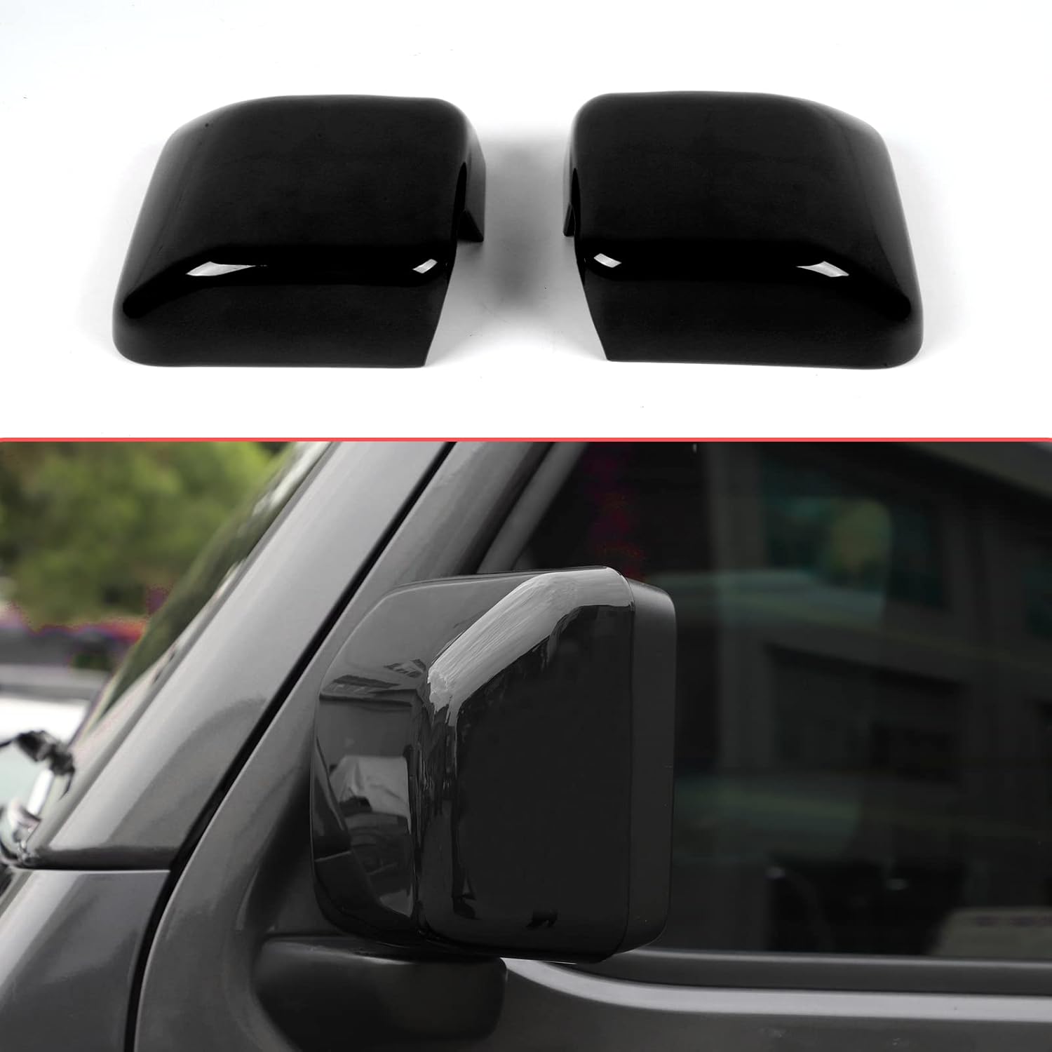 Rearview Mirror Cover Trim Shell Kit Car Rear View Mirror Exterior Decoration Accessories for Jeep Wrangler JL JLU 2018-2022 & Gladiator JT (Black)