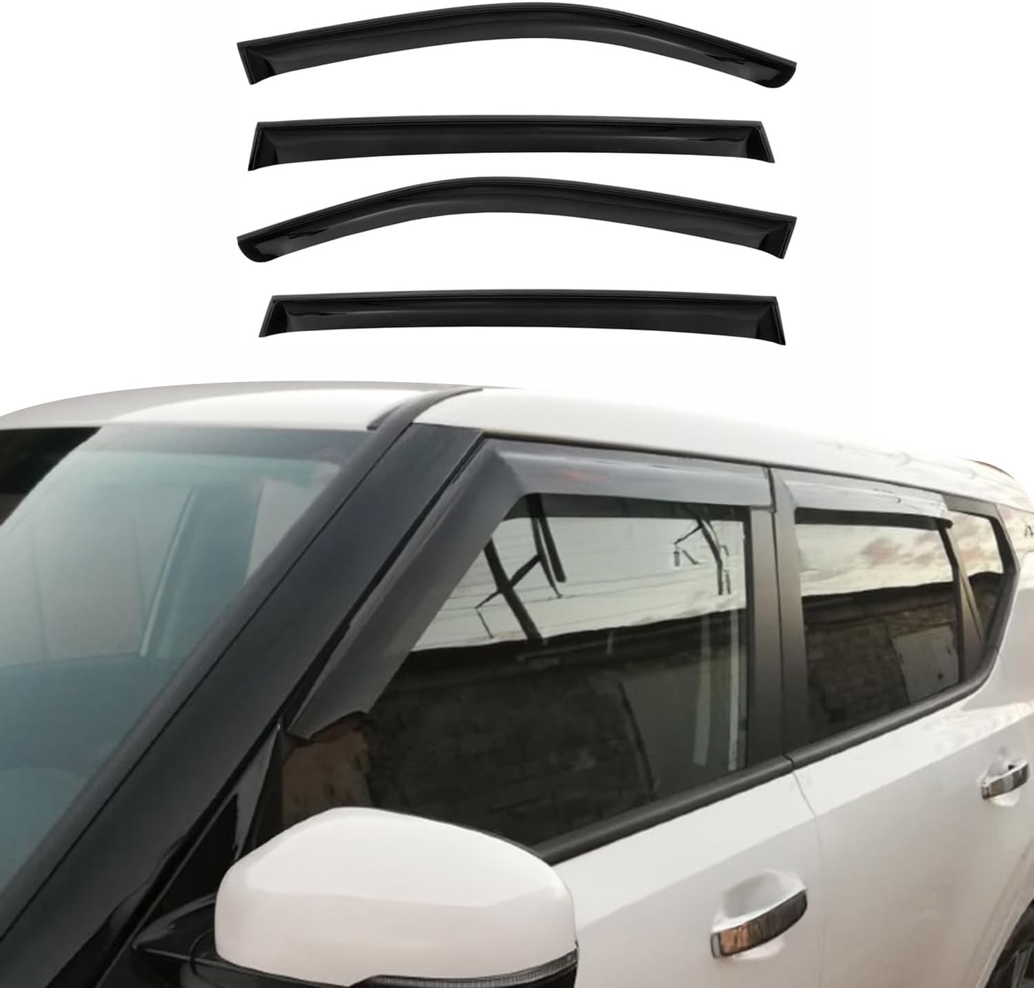 OMAC Window Visor Vent Rain Guard Deflector for Kia Soul 2020-2025 Smoke 4 Pcs